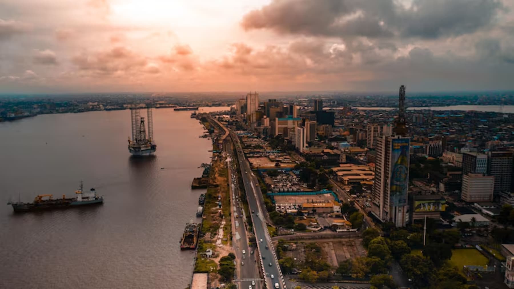 Aerial view of Lagos cityscape